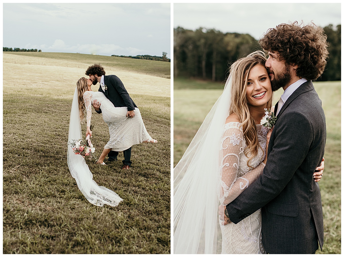 Bride and Groom at the Emerald Hill Hiddenite, NC 