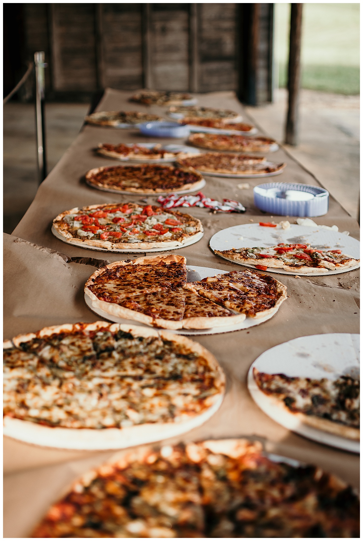 Pizza dinner at an NC wedding